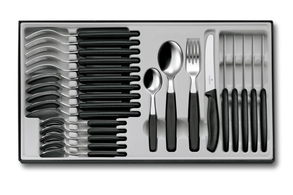 Bestickset, 24 delar, svarta handtag
