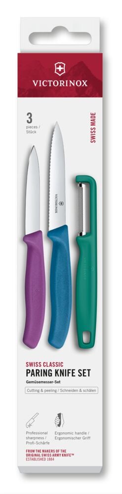 Swiss Classic, paring knife set with I-peeler, 3pc