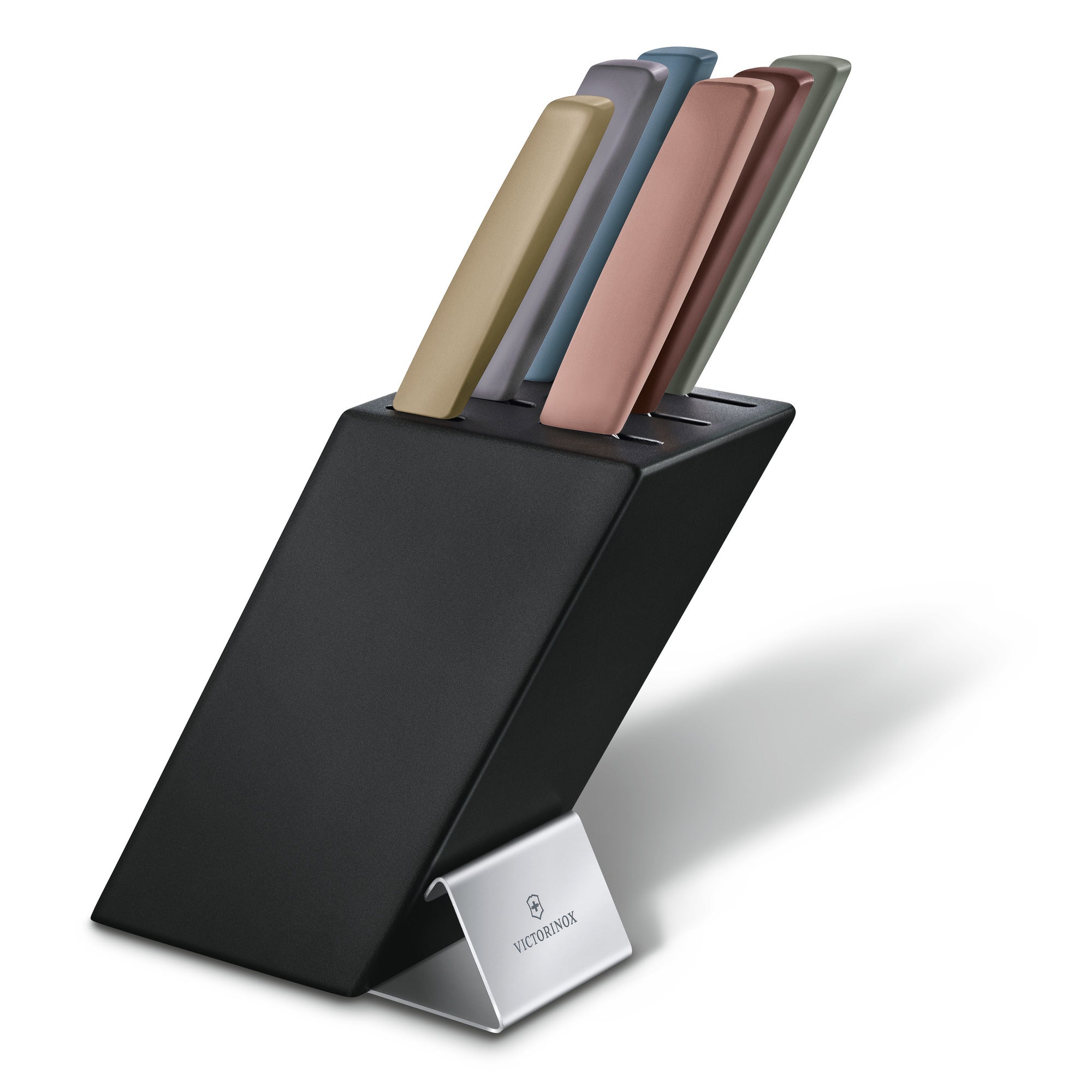 Cutlery Block, 6 pieces, black filled multicolored