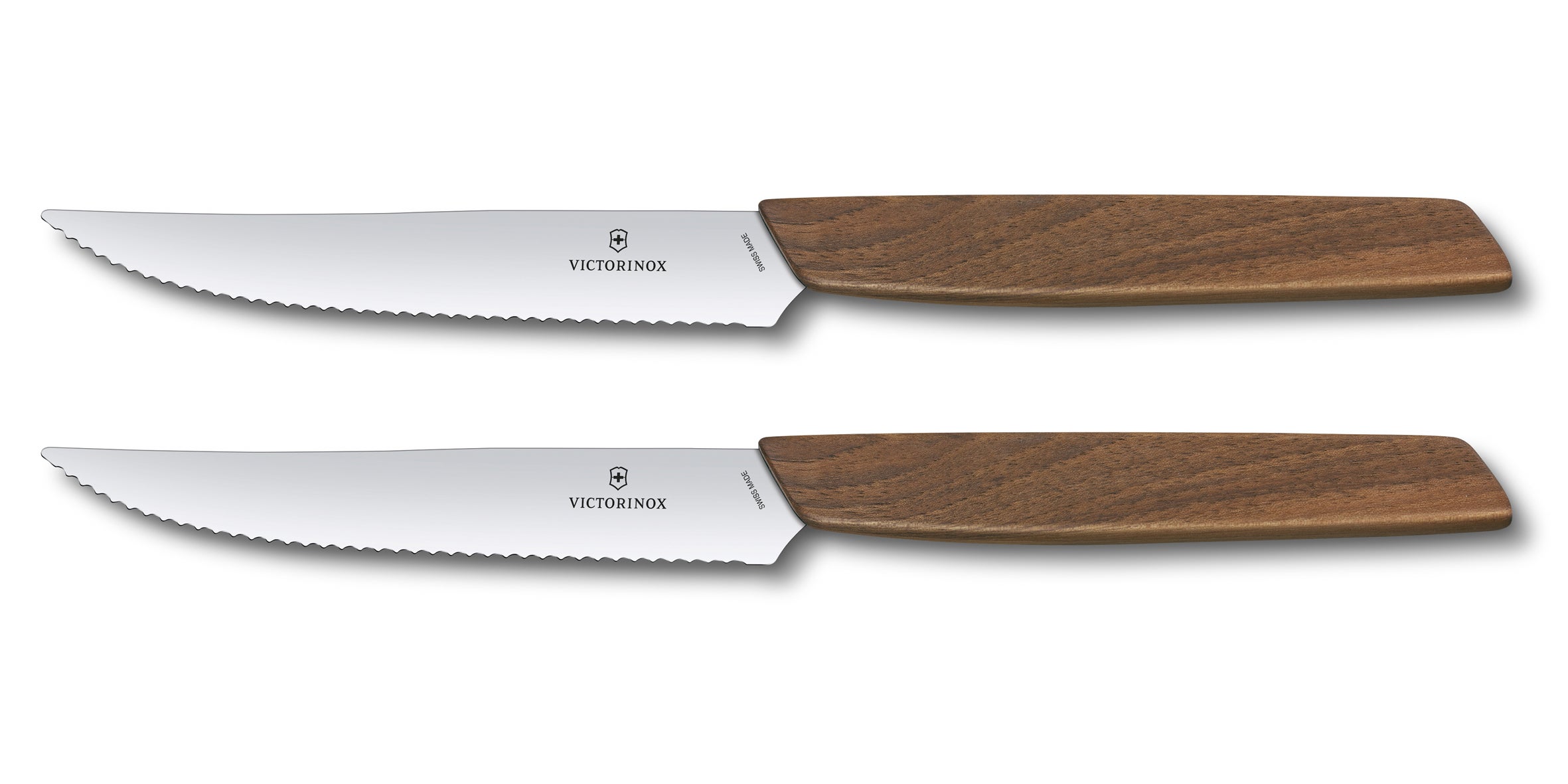 Swiss Modern Steak Knife Set, 2 pieces 12 cm, waln