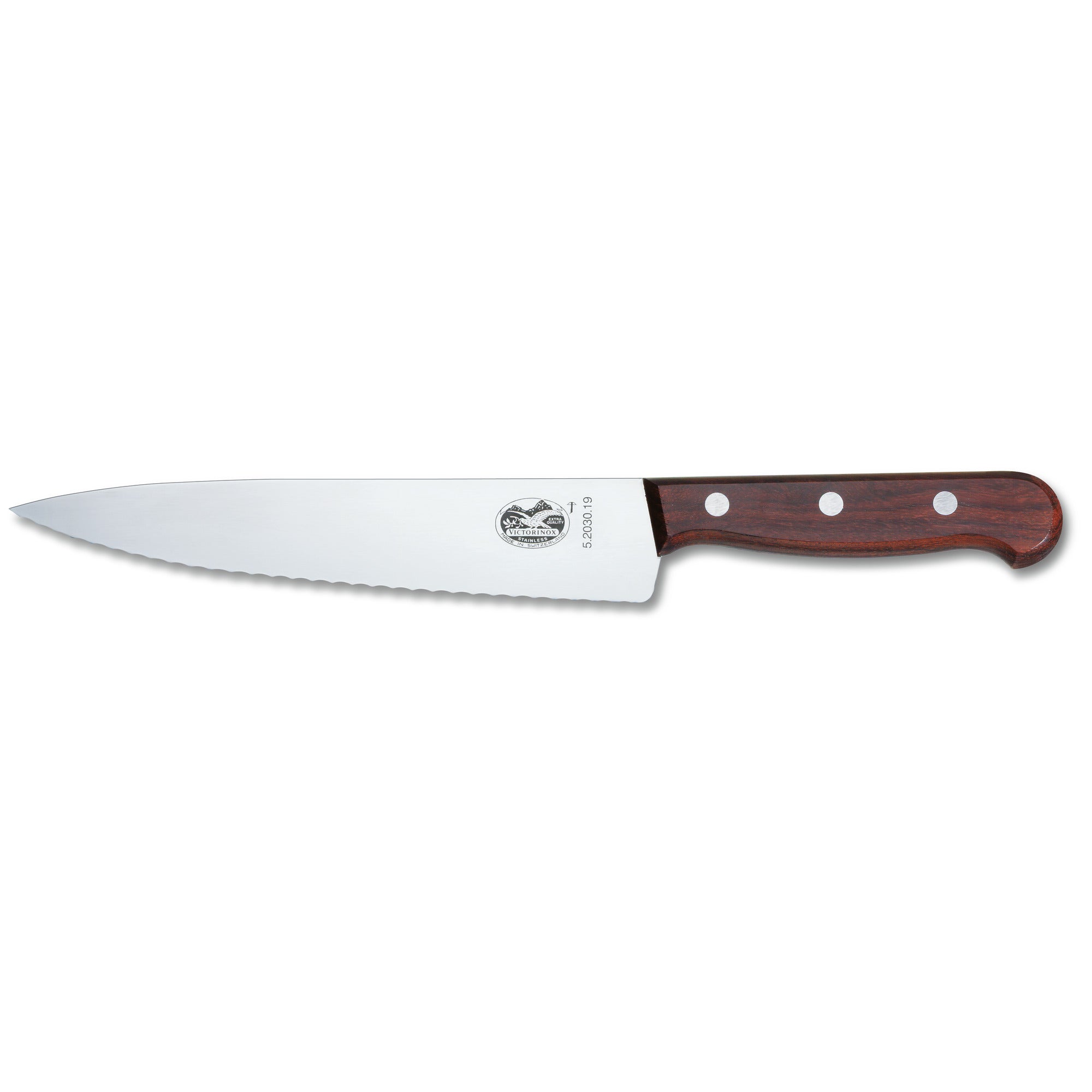 Kockkniv, vågtandad, 19 cm, trä