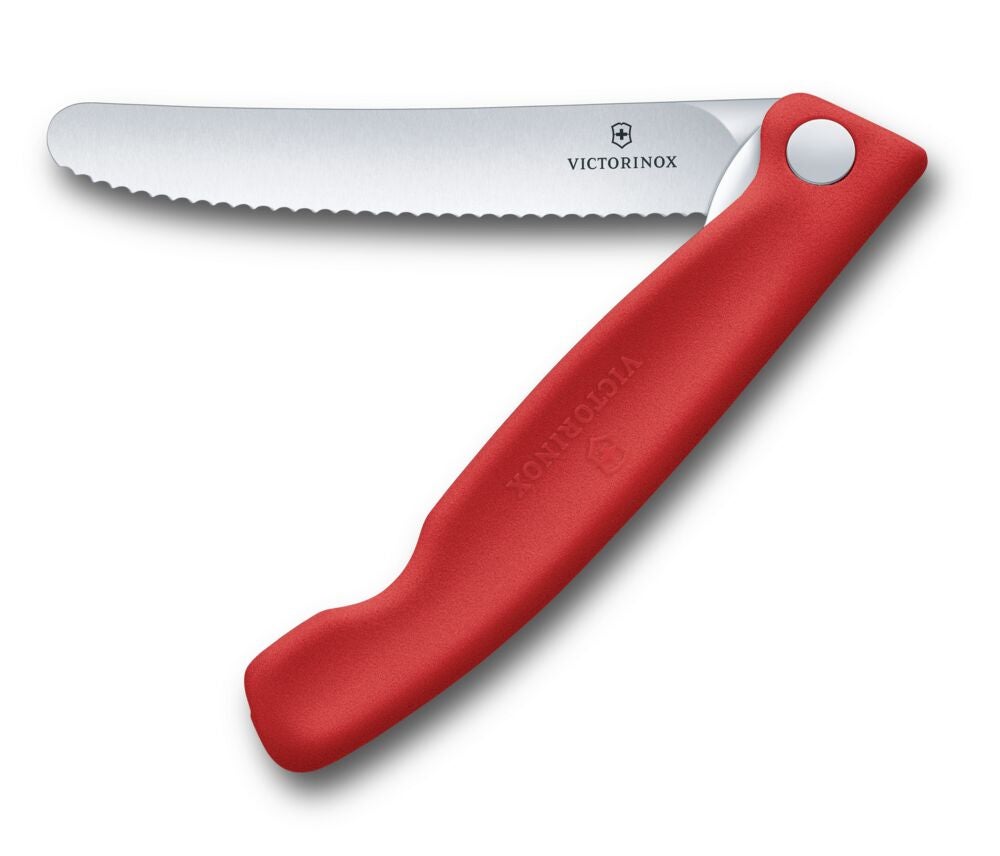 Swiss Classic, picnic knife, 11cm, wavy, red, box