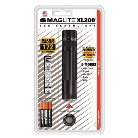 Ficklampa XL200 svart med 3xAAA batterier i HP