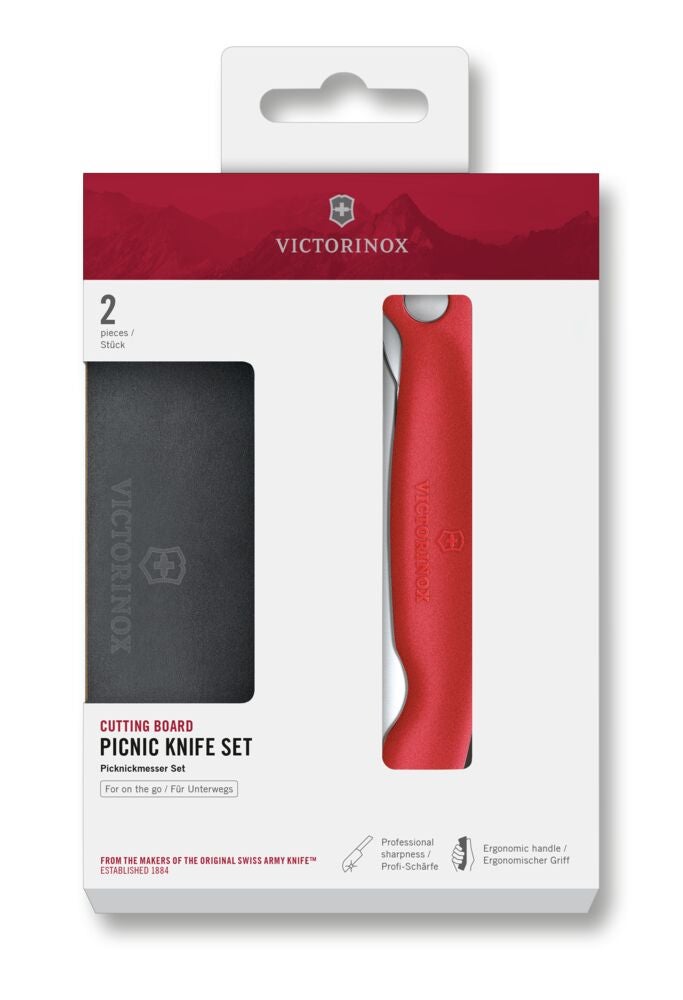 Cutting board picnic knife set, 2pcs, 11cm, wavy, 