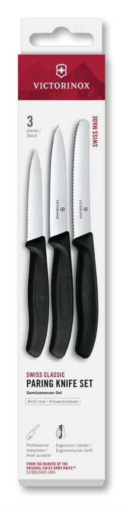 Swiss Classic, paring knife set, 3pcs, straight/wa