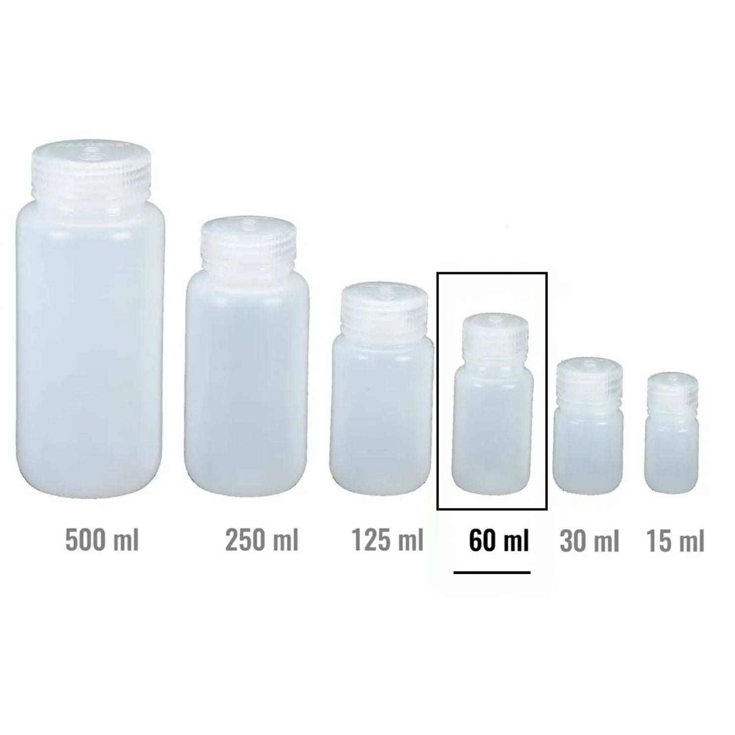 Flaska, 60ml vit, WM, HDPE