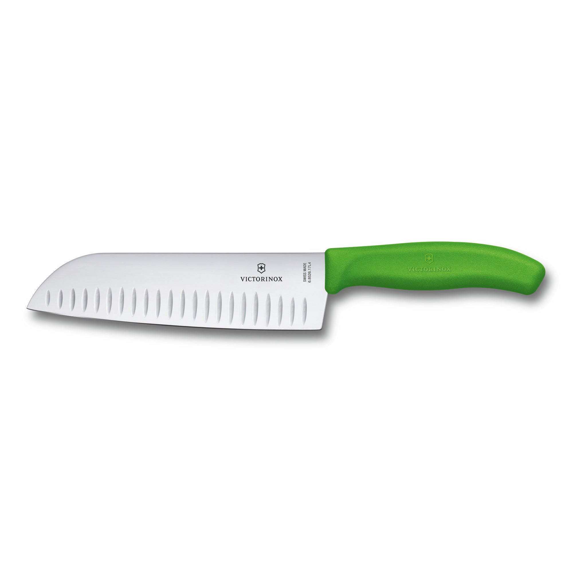 Santoku kniv räfflad 17 cm grön, blister
