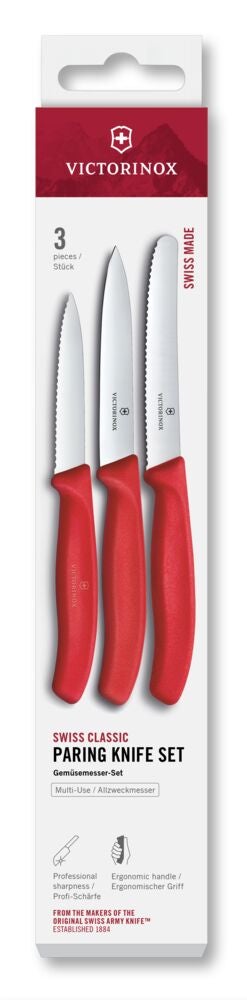 Swiss Classic, paring knife set, 3pcs, straight/wa