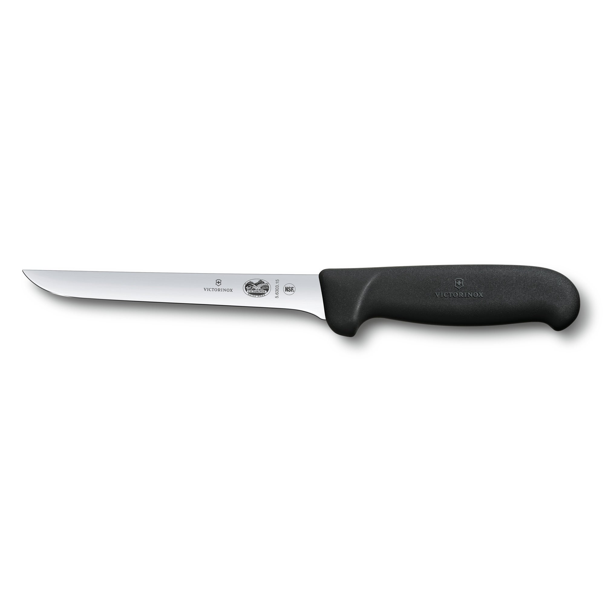 Urbeningskniv, 15 cm, svart Fibrox & svängt skär, 