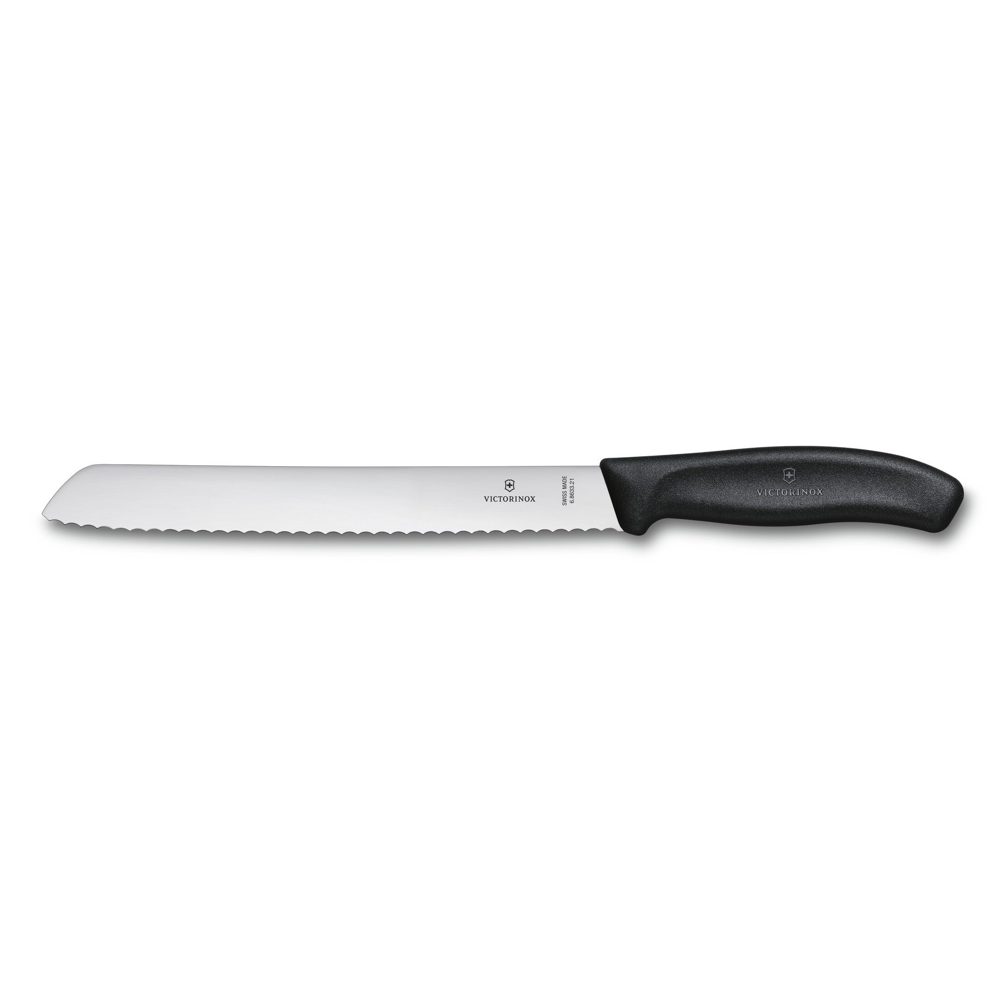Brödkniv 21 cm vågtandad svart