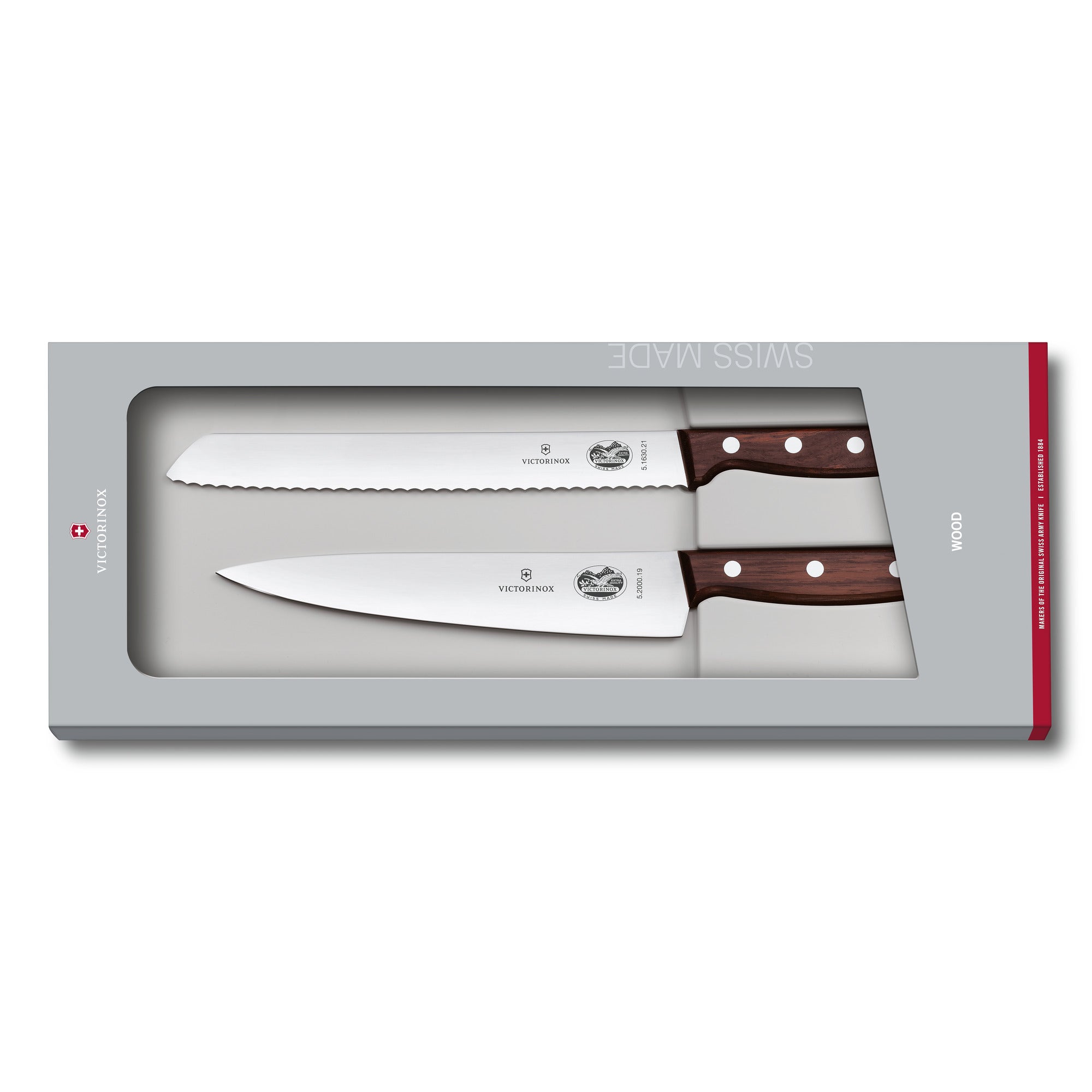 Köksknivsset, 19 cm kockkniv och 21 cm brödkniv