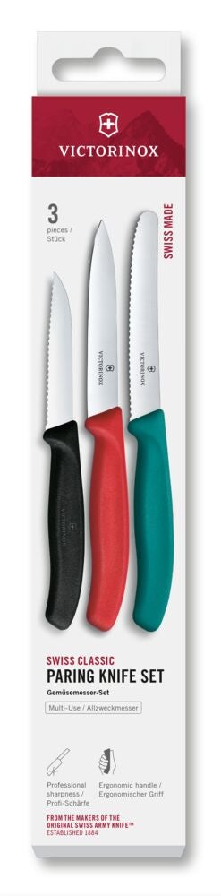 Swiss Classic, paring knife set, 3pcs, straight/wa