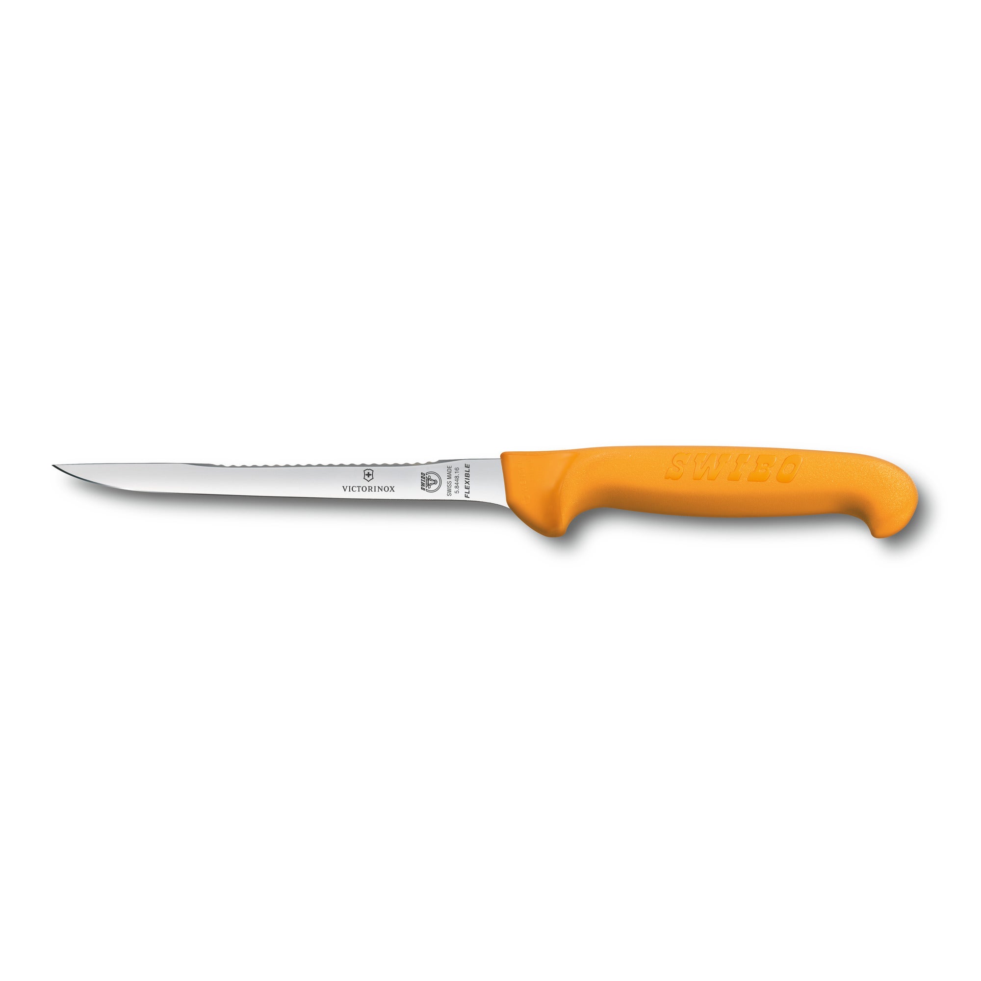 Fiskfilékniv, 16 cm, Swibo, gult handtag