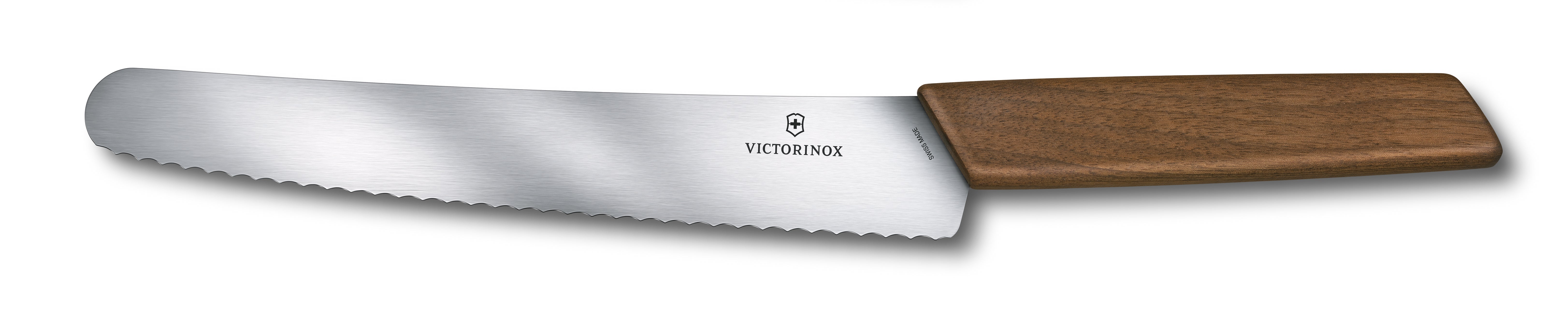 Swiss Modern Bread and Pastry Knife, 22 cm, walnut